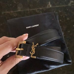 COPY - COPY - MONOGRAM BELT W SQUARE BUCKLE IN LA…